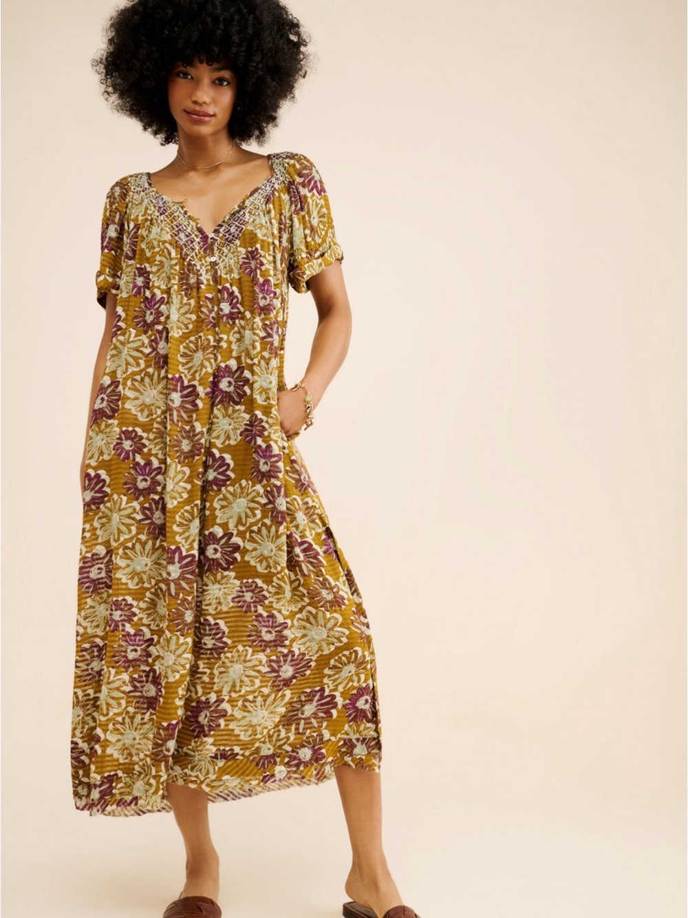 FREE PEOPLE Chartreuse Midi Dress